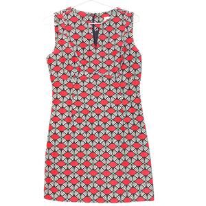 Milly Sleeveless Geometric-Print Mini Sheath Dress Poppy Red Black Womens Size 6
